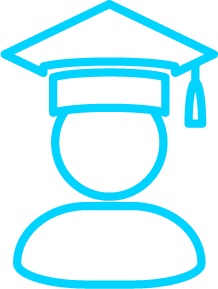 Piktogram: osoba w kapeluszu absolwenta